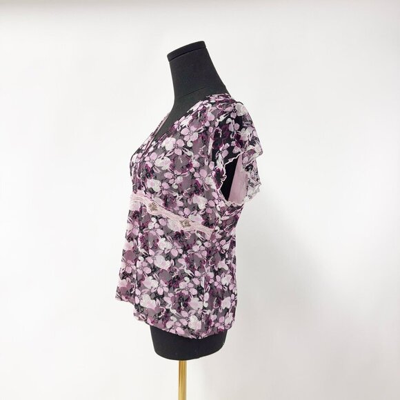 BRAND NEW WITH TAGS PINK AND PURPLE LACE TOP - Picture 5 of 8